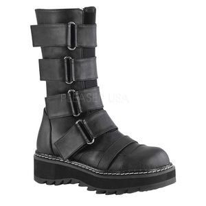 Demonia Vegan Combat Biker Goth Platform Buckle Lilith Boot 6